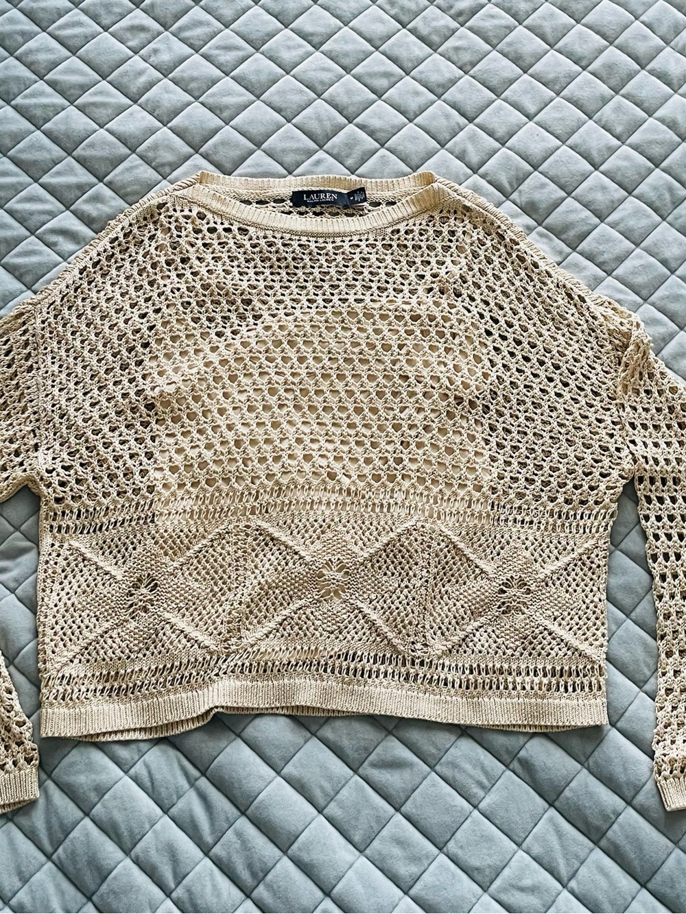 Ralph Lauren Cream Open-Weave Crochet Sweater